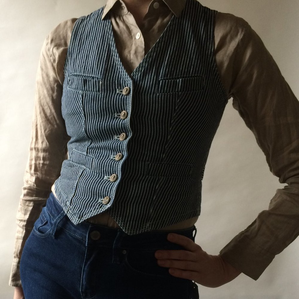 Ralph Lauren Denim Pinstripe Vest Steampunk